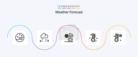Ilustración de Weather Line 5 Icon Pack Incluyendo el tiempo. temperatura. En escamas. Lluvia. temperatura - Imagen libre de derechos