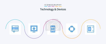 Illustration for Devices Blue 5 Icon Pack Including devices. equipment. devices. electronic. devices - Royalty Free Image
