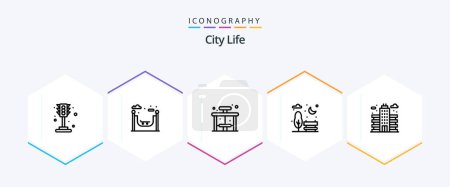 Ilustración de City Life 25 Paquete de iconos de línea incluyendo oficina. Ciudad. la vida. park. banco - Imagen libre de derechos