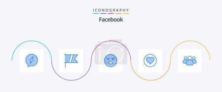 Téléchargez les illustrations : Pack d'icônes Facebook Blue 5 Incluant le groupe. cack. emoji. favori. amour - en licence libre de droit