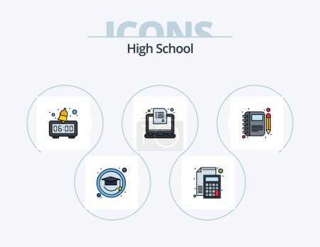 Illustration for High School Line Filled Icon Pack 5 Icon Design. exam. light. book. ideas. education - Royalty Free Image