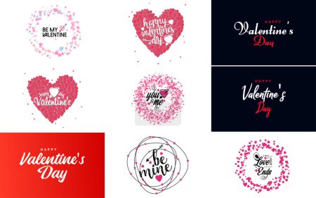 Téléchargez les illustrations : Love word hand-drawn lettering and calligraphy with cute heart on red. white. and pink background Valentine's Day template or background suitable for use in Love and Valentine's Day concept - en licence libre de droit
