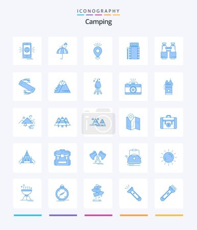 Illustration for Creative Camping 25 Blue icon pack  Such As fire. matches. safety. map. camping - Royalty Free Image