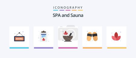 Illustration for Sauna Flat 5 Icon Pack Including sauna. lotus. pharmacy. slippers. woman. Creative Icons Design - Royalty Free Image