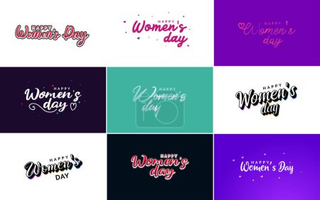 Ilustración de Abstract Happy Women's Day logo with a women's face and love vector logo design in shades of purple - Imagen libre de derechos