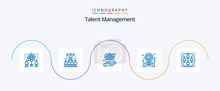 Téléchargez les illustrations : Talent Management Blue 5 Icon Pack Including bulb. brain. top. right. arrow - en licence libre de droit