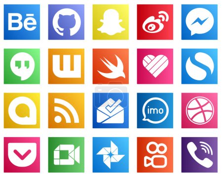 Téléchargez les illustrations : 20 Professional Social Media Icons such as feed. google allo. facebook. simple and swift icons. Fully customizable and professional - en licence libre de droit