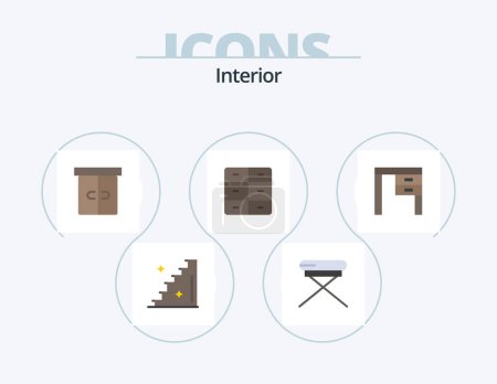 Ilustración de Interior Flat Icon Pack 5 Icon Design. muebles. Decoración. cajón. interior. decoración - Imagen libre de derechos