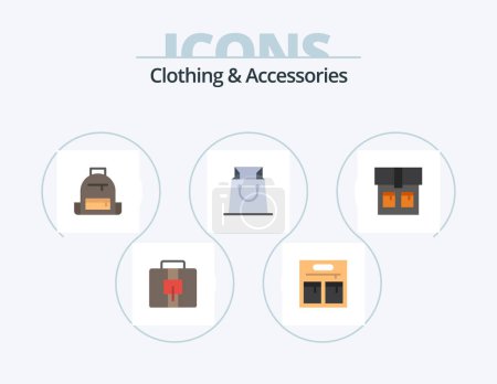 Téléchargez les illustrations : Vêtements et accessoires Flat Icon Pack 5 Icon Design. . Sac. mode - en licence libre de droit