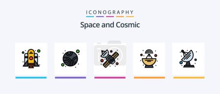 Illustration for Space Line Filled 5 Icon Pack Including . communication. antenna. antenna. planet. Creative Icons Design - Royalty Free Image