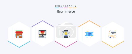 Illustration for Ecommerce 25 Flat icon pack including . credit. money. card. receipt - Royalty Free Image