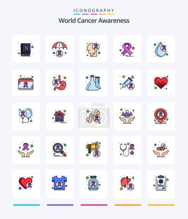 Illustration for Creative World Cancer Awareness 25 Line FIlled icon pack  Such As day. blood. brain disease. ribbon. cancer - Royalty Free Image