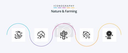 Téléchargez les illustrations : Nature And Farming Line 5 Icon Pack Including . energy. farming. ecologic. tool - en licence libre de droit