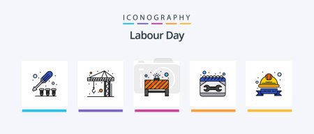 Illustration for Labour Day Line Filled 5 Icon Pack Including calendar. paper. cone. drawing. blue. Creative Icons Design - Royalty Free Image