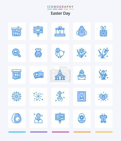 Téléchargez les illustrations : Creative Easter 25 Blue icon pack  Such As bynny. baby. gift. easter. egg - en licence libre de droit
