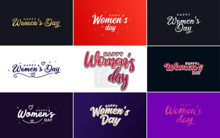 Téléchargez les illustrations : Set of cards with International Women's Day logo and a bright. colorful design - en licence libre de droit