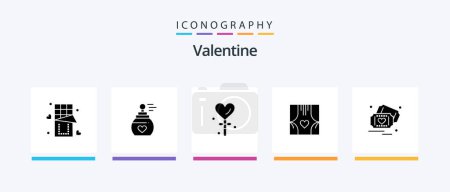 Illustration for Valentine Glyph 5 Icon Pack Including heart. day. perfume. valentines.. Creative Icons Design - Royalty Free Image