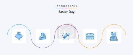 Téléchargez les illustrations : Easter Blue 5 Icon Pack Including holiday. egg. fire. cack. easter - en licence libre de droit