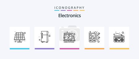 Illustration for Electronics Line 5 Icon Pack Including . light. fan. saver. bulb. Creative Icons Design - Royalty Free Image