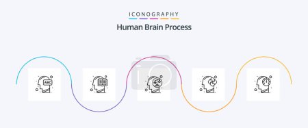 Illustration for Human Brain Process Line 5 Icon Pack Including solution. human. human. mind. head - Royalty Free Image