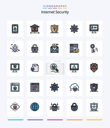 Ilustración de Paquete de iconos de Creative Internet Security 25 Line FIlled, como Internet. seguridad. proteger. internet. establecimiento - Imagen libre de derechos