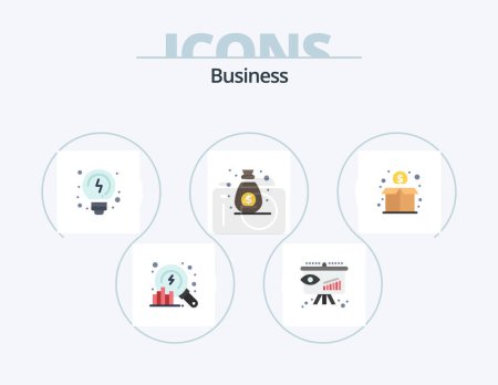 Ilustración de Business Flat Icon Pack 5 Icon Design. financiación. multitud. lluvia de ideas. Patrocinador. comercialización - Imagen libre de derechos
