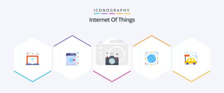 Illustration for Internet Of Things 25 Flat icon pack including smart. cpu. internet. car. internet - Royalty Free Image