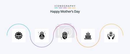 Illustration for Happy Mothers Day Glyph 5 Icon Pack Including child care logo . baby care . children. hands . wedding cake - Royalty Free Image