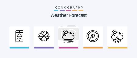 Téléchargez les illustrations : Pack d'icônes Weather Line 5 inclus. Bonne nuit. le temps. nuage. le temps. Icônes créatives Design - en licence libre de droit