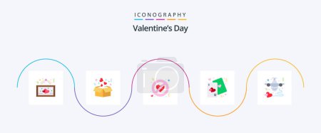 Ilustración de Valentines Day Flat 5 Icon Pack Including love. hearts. love. heart. forbidden - Imagen libre de derechos