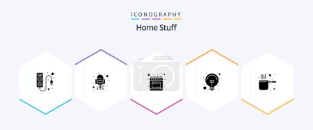 Illustration for Home Stuff 25 Glyph icon pack including kitchen. light. gas. decoration. bulb - Royalty Free Image