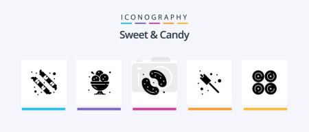 Téléchargez les illustrations : Sweet And Candy Glyph 5 Icon Pack Including eat. sweets. candy. marshmallow. jelly been. Creative Icons Design - en licence libre de droit