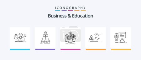 Illustration for Business And Education Line 5 Icon Pack Including success. agreement. university. sign. document. Creative Icons Design - Royalty Free Image
