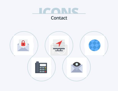 Téléchargez les illustrations : Contact Flat Icon Pack 5 Icon Design. message. ordinateur. email. communication. enveloppe - en licence libre de droit