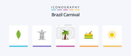 Illustration for Brazil Carnival Flat 5 Icon Pack Including brazil. palm. christ. celebration. brazilian. Creative Icons Design - Royalty Free Image
