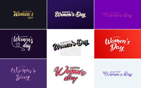 Téléchargez les photos : International Women's Day lettering with a love shape. suitable for use in cards. invitations. banners. posters. postcards. stickers. and social media posts - en image libre de droit