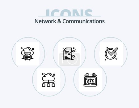 Illustration for Network And Communications Line Icon Pack 5 Icon Design. internet. solution. target. problem. question - Royalty Free Image