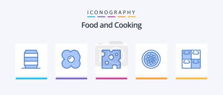 Téléchargez les illustrations : Food Blue 5 Icon Pack Including seafood. pizza. drink. lemon. eat. Creative Icons Design - en licence libre de droit