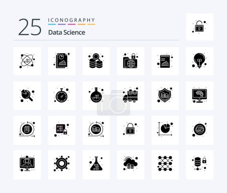 Ilustración de Data Science 25 Paquete de iconos de glifos sólidos que incluye análisis. Seguro. Conduce. infraestructura. carpeta - Imagen libre de derechos