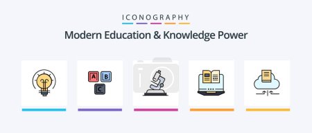 Téléchargez les illustrations : Modern Education And Knowledge Power Line Filled 5 Icon Pack Including keyboard. award. classroom . degrees. certificate. Creative Icons Design - en licence libre de droit