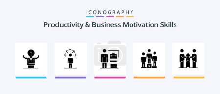 Illustration for Productivity And Business Motivation Skills Glyph 5 Icon Pack Including partners collaboration. podium. human. pedestal. businessman. Creative Icons Design - Royalty Free Image