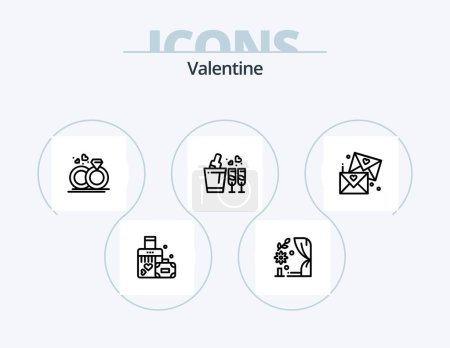 Illustration for Valentine Line Icon Pack 5 Icon Design. house. love. valentine. arch. love - Royalty Free Image