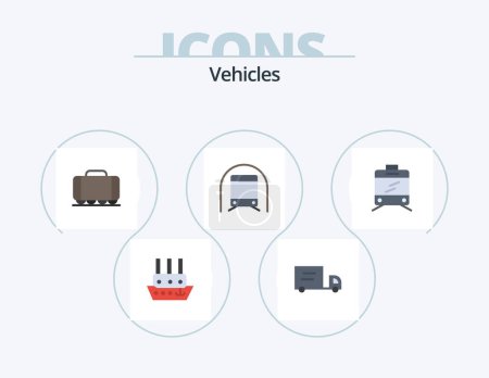 Illustration for Vehicles Flat Icon Pack 5 Icon Design. . transport. vehicle. tramway. transportation - Royalty Free Image
