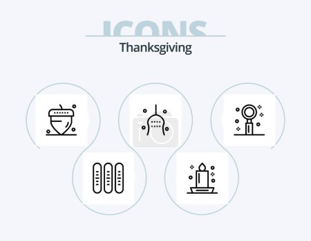 Illustration for Thanks Giving Line Icon Pack 5 Icon Design. thanksgiving. love letter. agriculture. love. thanksgiving - Royalty Free Image