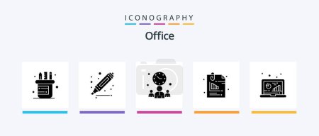Ilustración de Office Glyph 5 Icon Pack Incluyendo ordenador. análisis. oficina. pin. archivos. Diseño de iconos creativos - Imagen libre de derechos