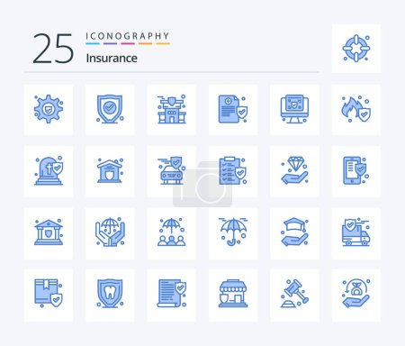 Illustration for Insurance 25 Blue Color icon pack including insurance. insurance. property. screen. computer - Royalty Free Image