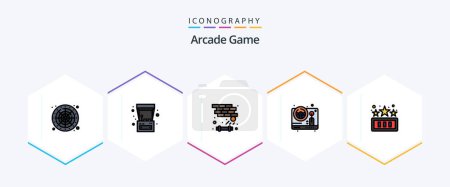 Téléchargez les illustrations : Arcade 25 FilledLine icon pack including fun. play. brick. game. steering - en licence libre de droit
