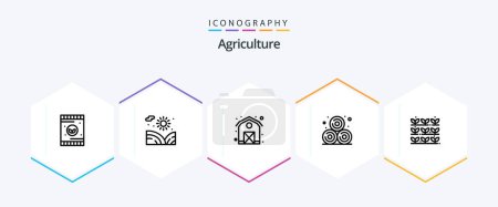 Téléchargez les illustrations : Agriculture 25 Line icon pack including plant. grower. agriculture. agriculture. straw - en licence libre de droit