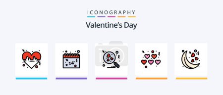 Téléchargez les illustrations : Valentines Day Line Filled 5 Icon Pack Including heart. love. wedding. date. romance. Creative Icons Design - en licence libre de droit