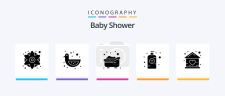 Illustration for Baby Shower Glyph 5 Icon Pack Including building. lotion bottle. baby. lotion. baby lotion. Creative Icons Design - Royalty Free Image